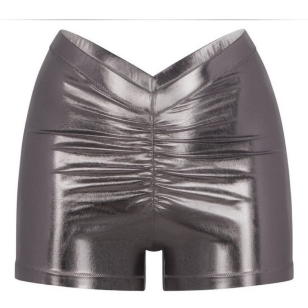 Skims v-waist metallic scrunch swim shorts